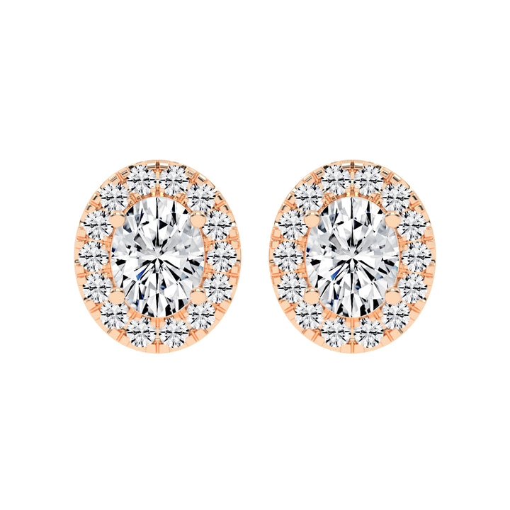 Eternal Aura Oval Halo Stud Earrings