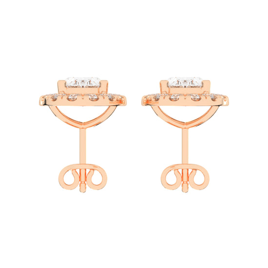 Eternal Aura Oval Halo Stud Earrings