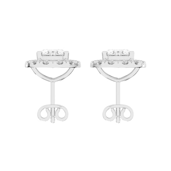 Eternal Aura Oval Halo Stud Earrings