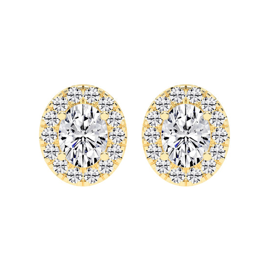 Eternal Aura Oval Halo Stud Earrings