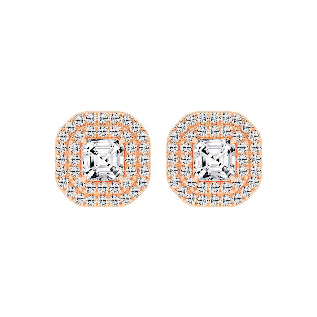 Emerald Majesty Double Halo Stud Earrings