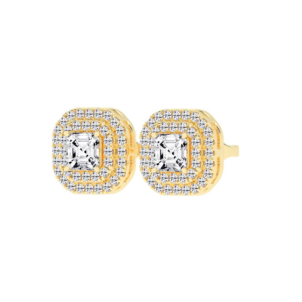Emerald Majesty Double Halo Stud Earrings