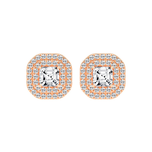 Emerald Majesty Double Halo Stud Earrings