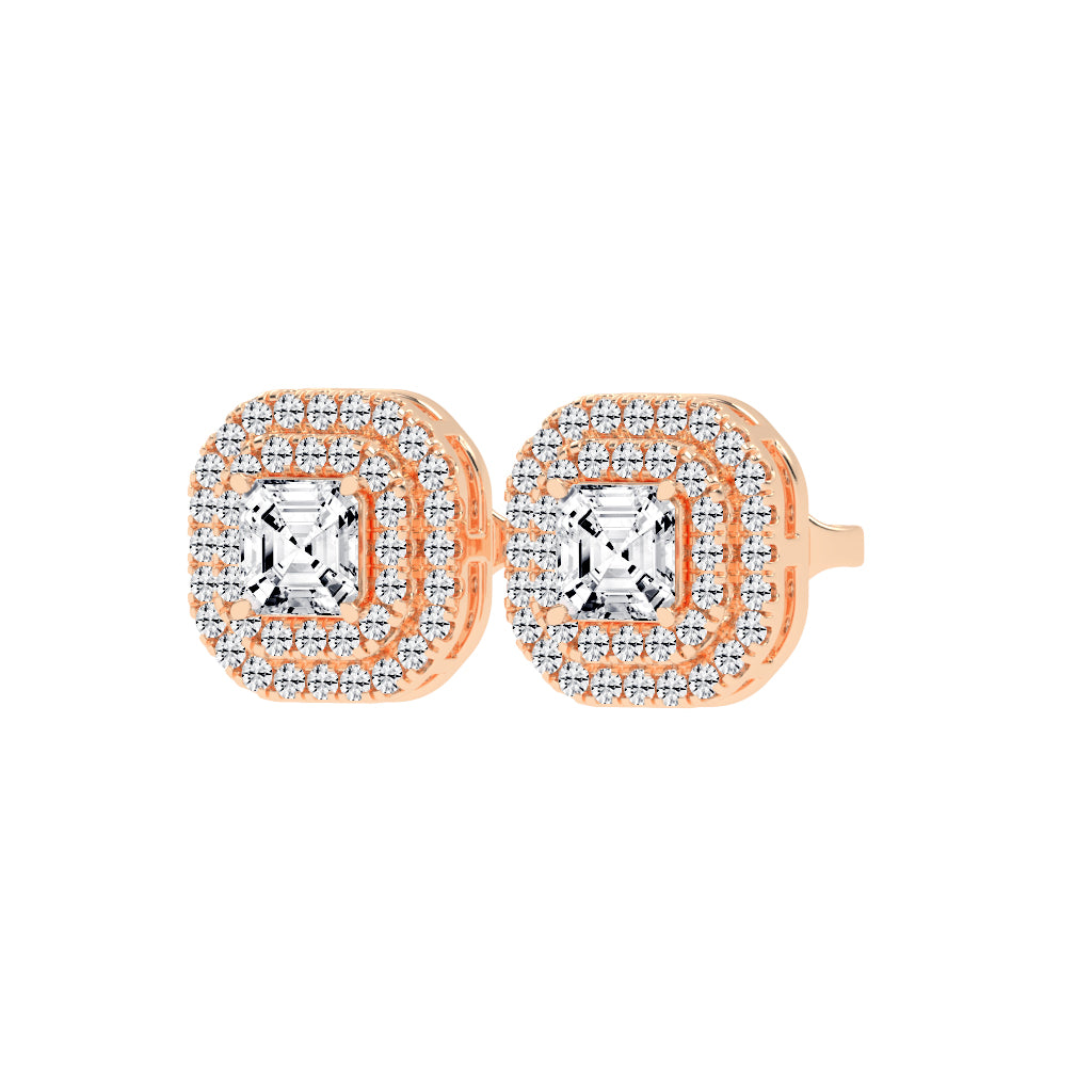 Emerald Majesty Double Halo Stud Earrings