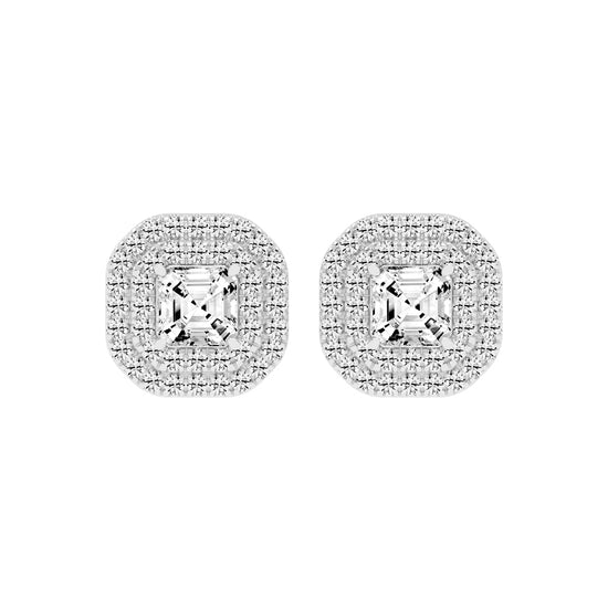 Emerald Majesty Double Halo Stud Earrings