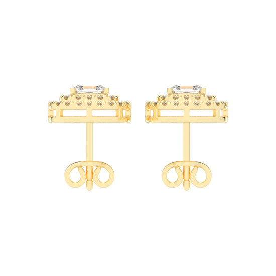 Emerald Majesty Double Halo Stud Earrings