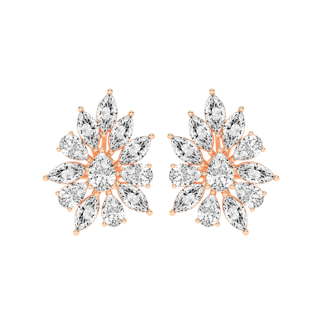 Petal Bloom Diamond Cluster Earrings
