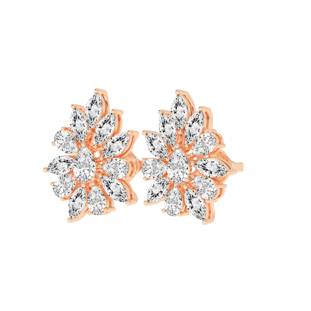 Petal Bloom Diamond Cluster Earrings