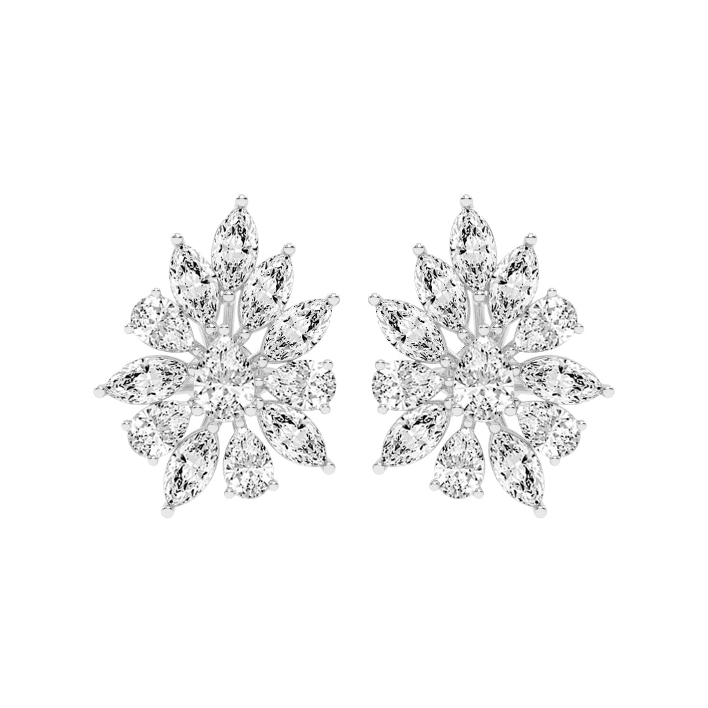Petal Bloom Diamond Cluster Earrings
