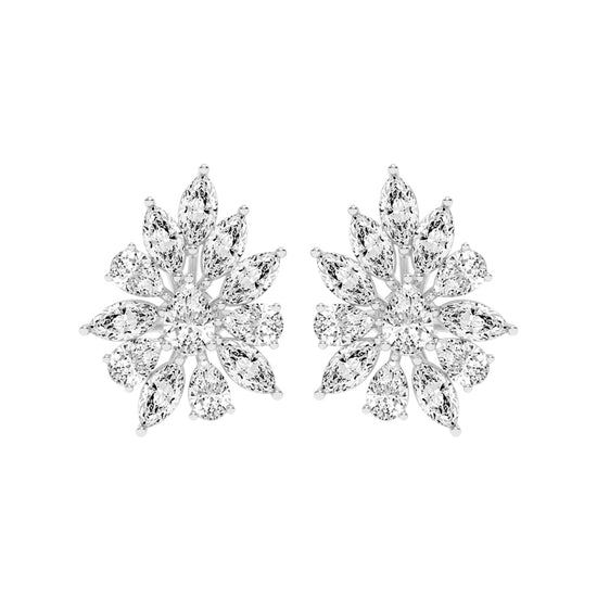 Petal Bloom Diamond Cluster Earrings