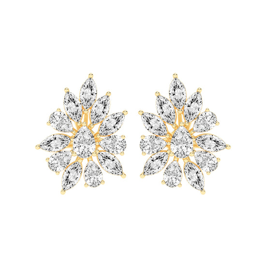 Petal Bloom Diamond Cluster Earrings