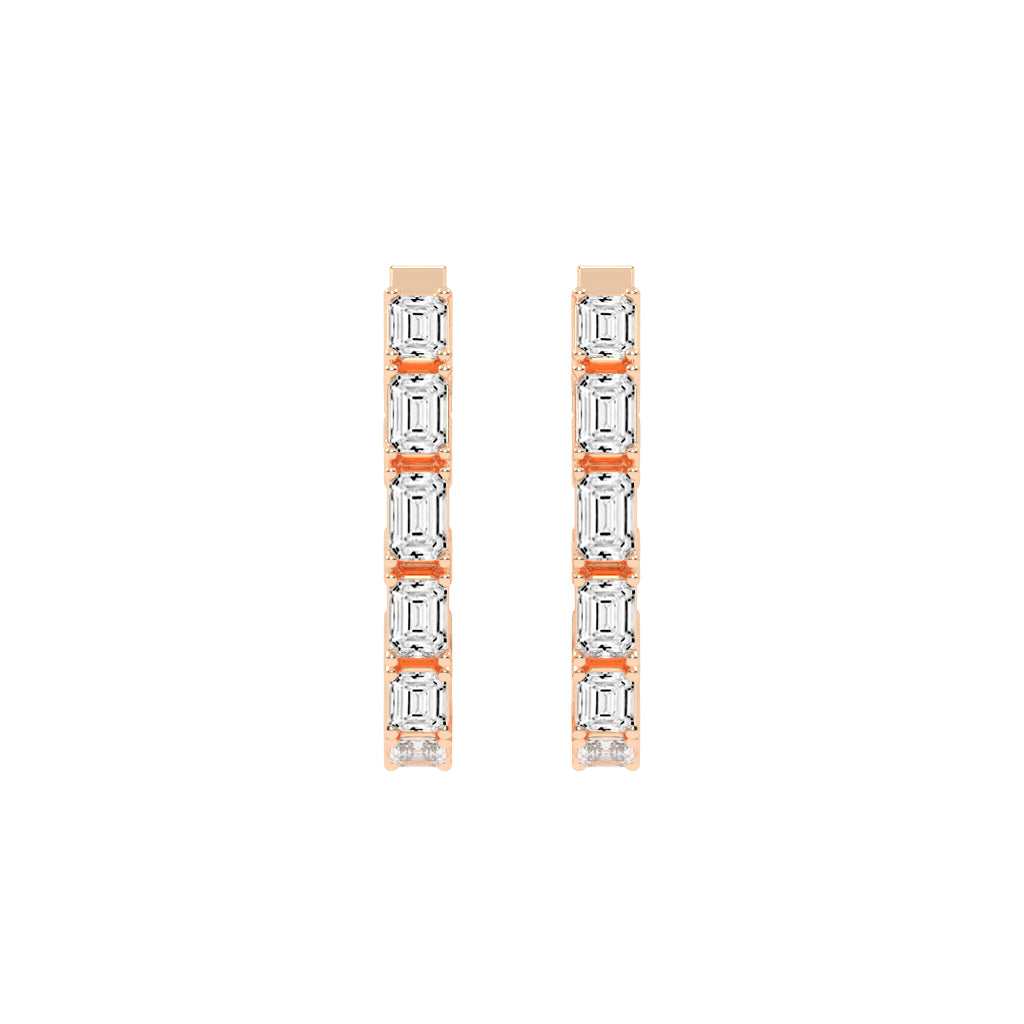 Linear Radiance Emerald-Cut Diamond Drop Earrings