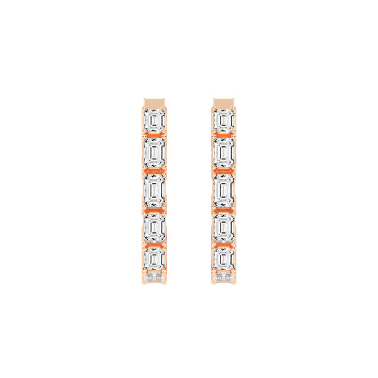 Linear Radiance Emerald-Cut Diamond Drop Earrings