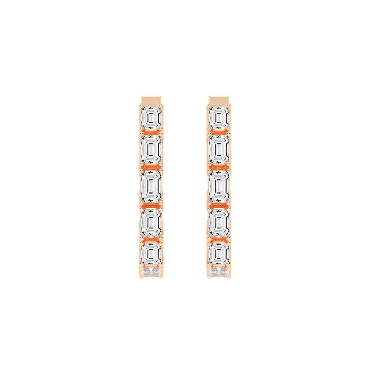 Linear Radiance Emerald-Cut Diamond Drop Earrings