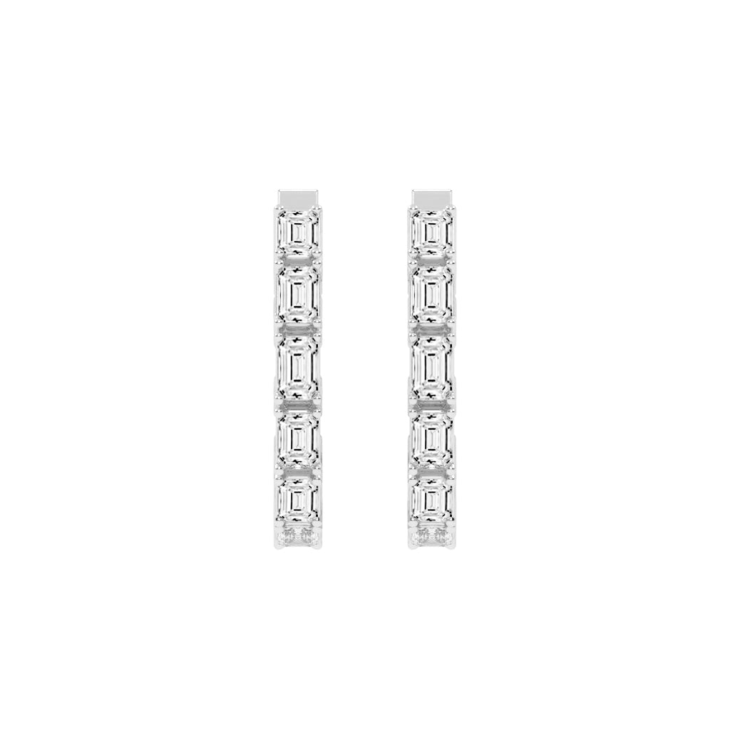 Linear Radiance Emerald-Cut Diamond Drop Earrings