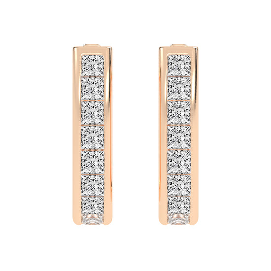 Regal Princess Cut Diamond Bar Earrings