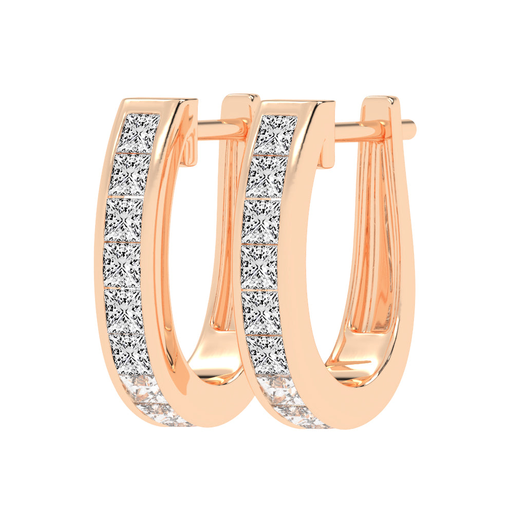 Regal Princess Cut Diamond Bar Earrings