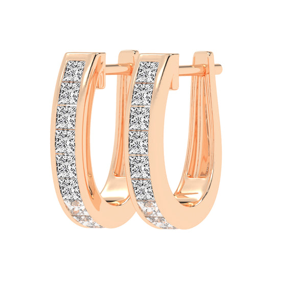 Regal Princess Cut Diamond Bar Earrings