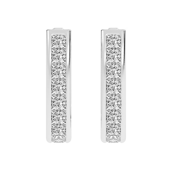 Regal Princess Cut Diamond Bar Earrings