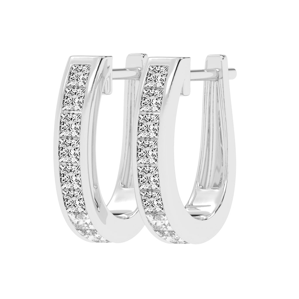 Regal Princess Cut Diamond Bar Earrings