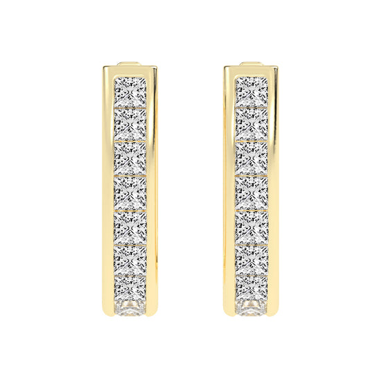 Regal Princess Cut Diamond Bar Earrings