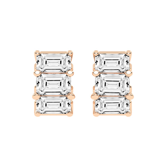 Tiered Emerald-Cut Diamond Studs