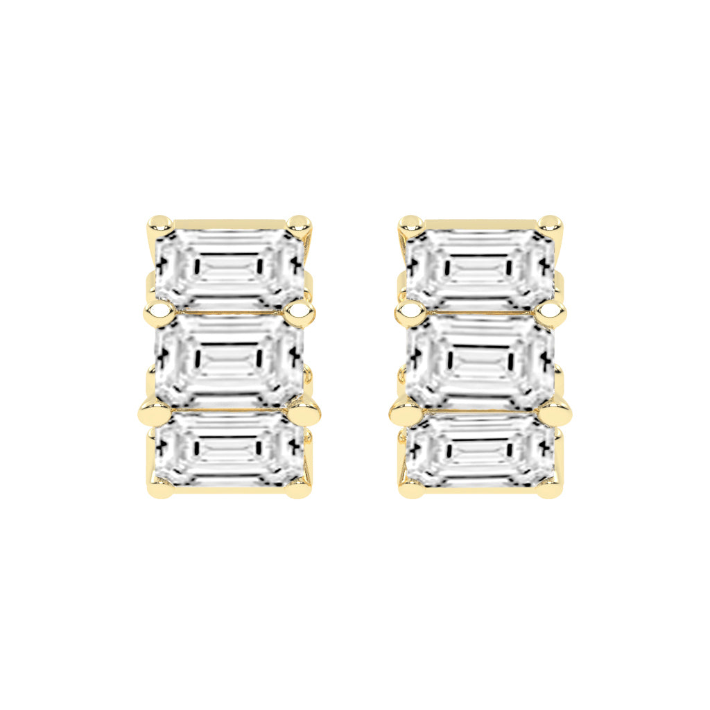 Tiered Emerald-Cut Diamond Studs
