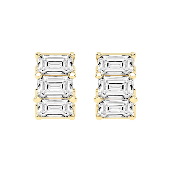 Tiered Emerald-Cut Diamond Studs