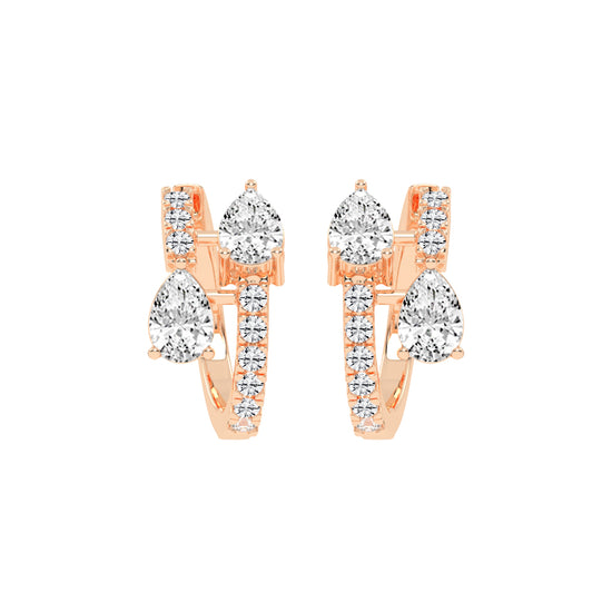 Cascading Pear Diamond Huggie Earrings