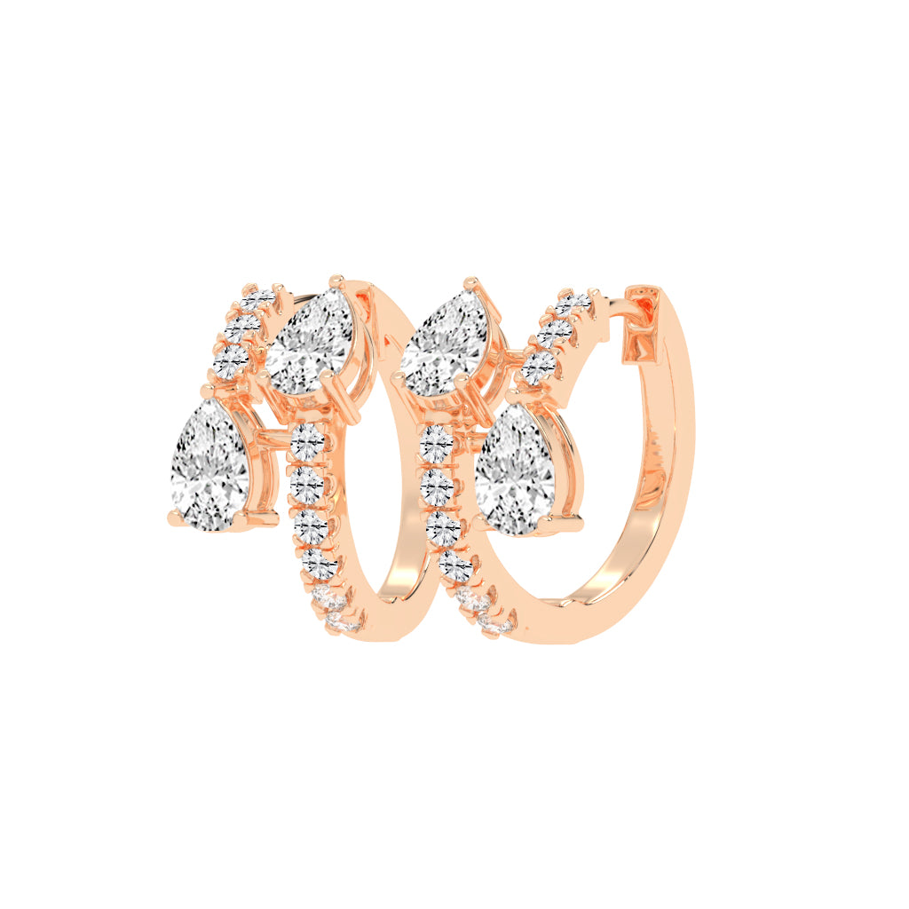 Cascading Pear Diamond Huggie Earrings