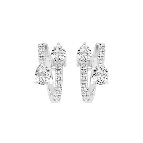 Cascading Pear Diamond Huggie Earrings