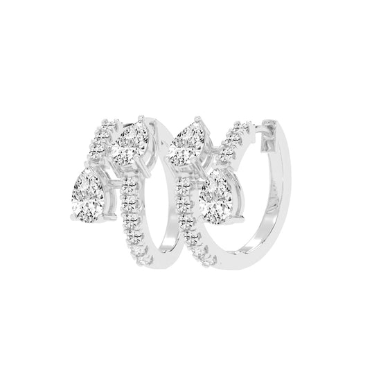 Cascading Pear Diamond Huggie Earrings