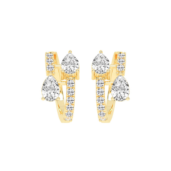 Cascading Pear Diamond Huggie Earrings