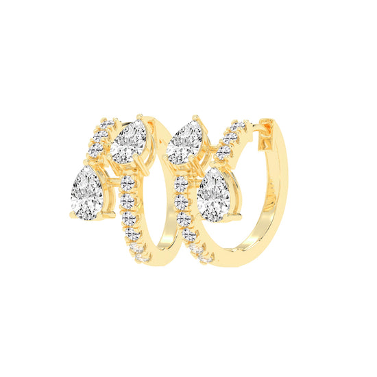 Cascading Pear Diamond Huggie Earrings