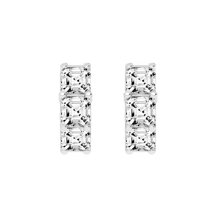 Stacked Asscher-Cut Diamond Bar Studs