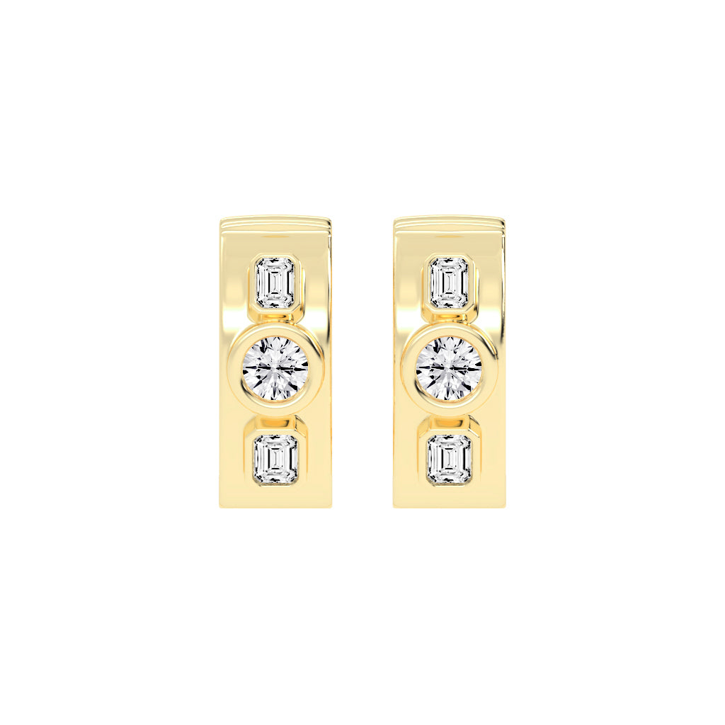 Mixed-Cut Diamond Essence Bar Earrings