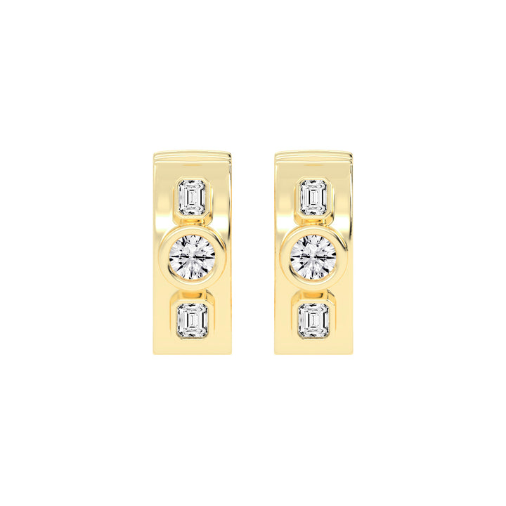 Mixed-Cut Diamond Essence Bar Earrings