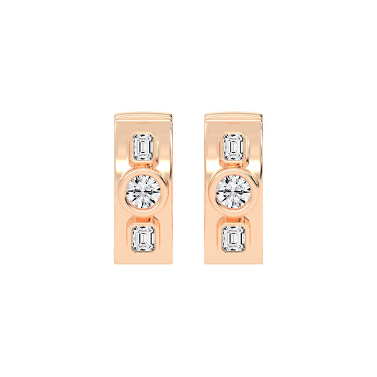 Mixed-Cut Diamond Essence Bar Earrings