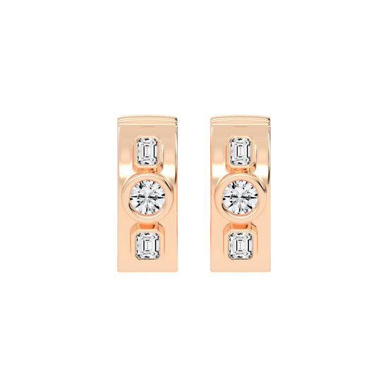 Mixed-Cut Diamond Essence Bar Earrings