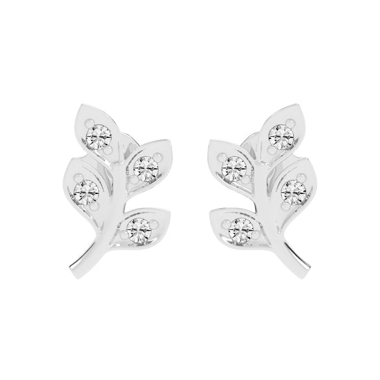 Sparkling Leaf Whispers Stud Earrings
