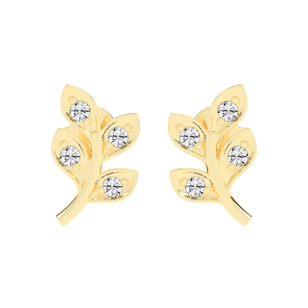 Sparkling Leaf Whispers Stud Earrings