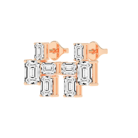 Emerald-Cut Cluster Studs