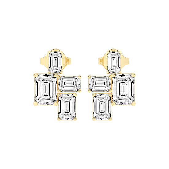 Emerald-Cut Cluster Studs