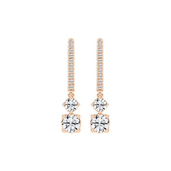 Sparkline U-Hoop Double Drop Earrings