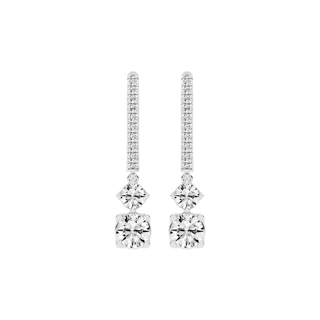 Sparkline U-Hoop Double Drop Earrings