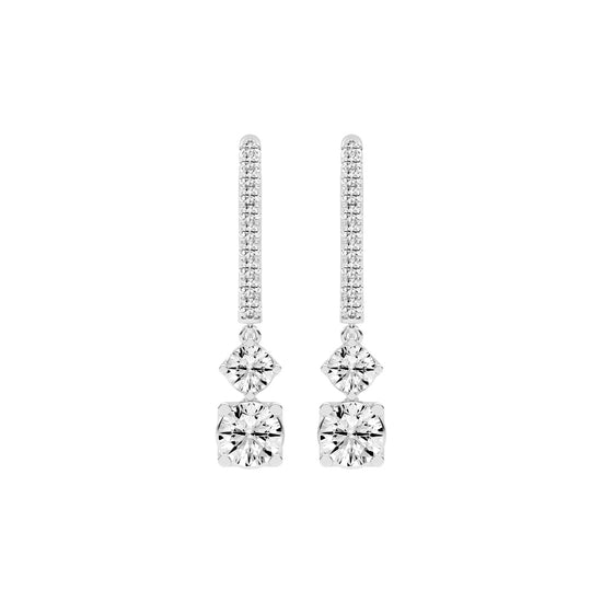 Sparkline U-Hoop Double Drop Earrings
