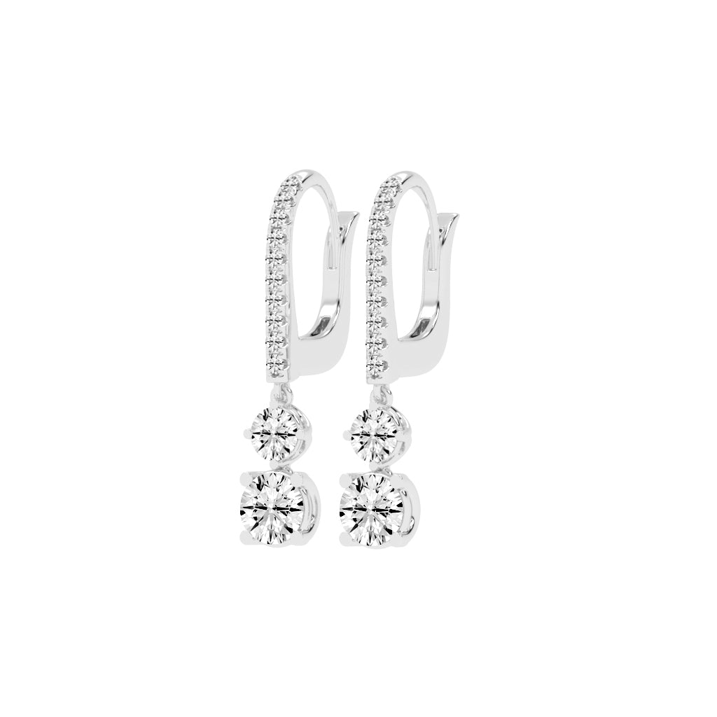 Sparkline U-Hoop Double Drop Earrings