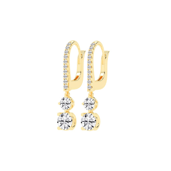 Sparkline U-Hoop Double Drop Earrings