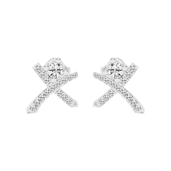 X-Cross Pave Stud Earrings