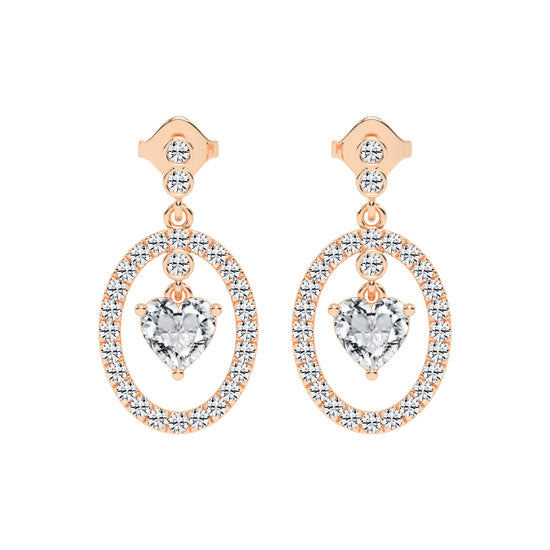 Heart in Halo Drop Earrings